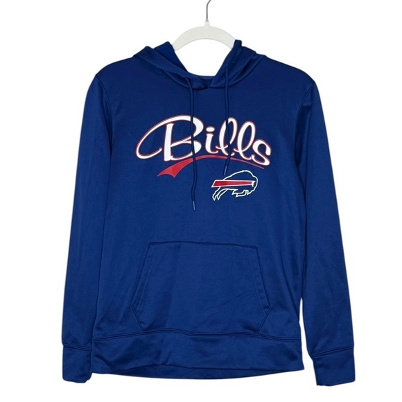 Buffalo Bills Blue Logo NFL Hooded Cotton Blend Sweatshirt S Josh Allen ❤️ 🏈 - Picture 2 of 5